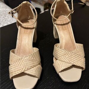 Andree Cream Heels with Woven Texture